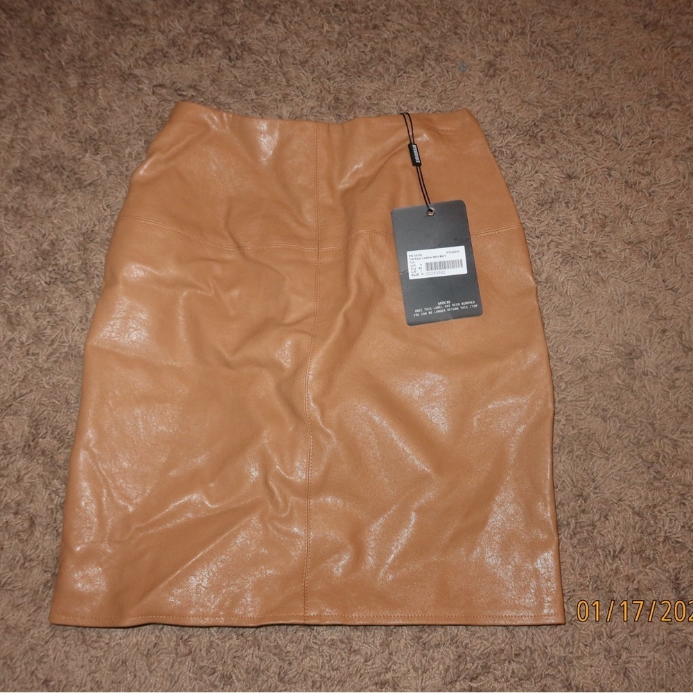 Missguided Tan High Waisted Pencil Skirt Midi Minimalist Preppy
